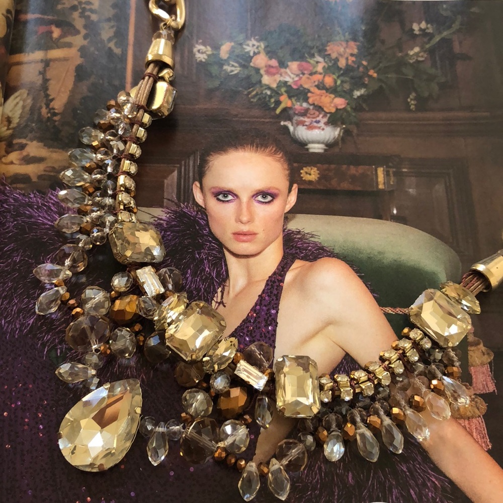 Crystal & bead formal statement necklace